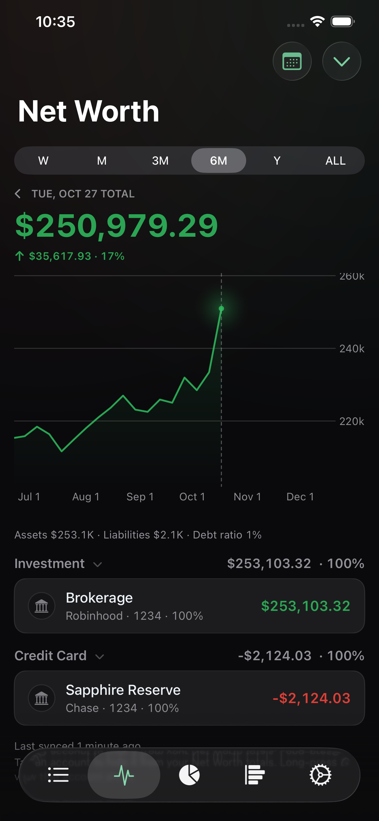 balancebook net worth screen
